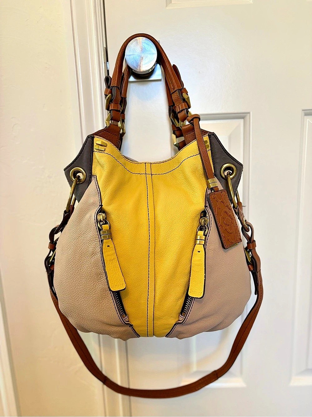 orYany Yellow & Brown Hobo Bag Like New